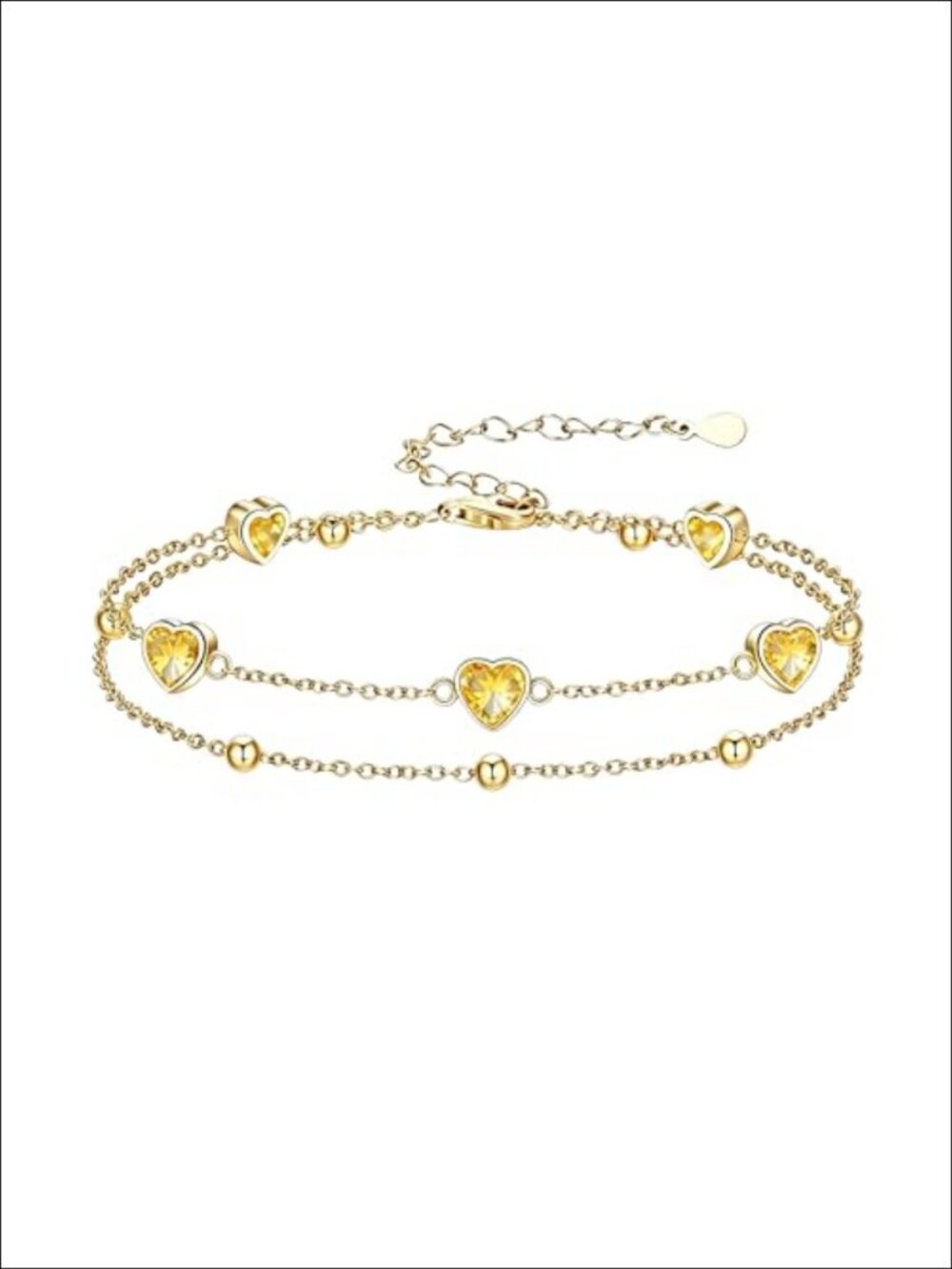 18K Gold Plated Heart Birthstone Anklet Bracelet Adjustable Chain